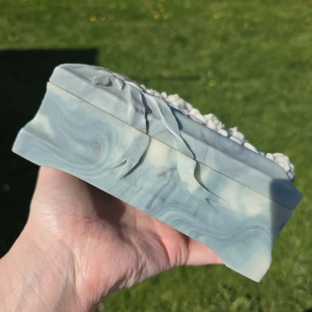 Avondale Crushed Glass Box Velvet Lined - Floral - Vintage Roses Blue